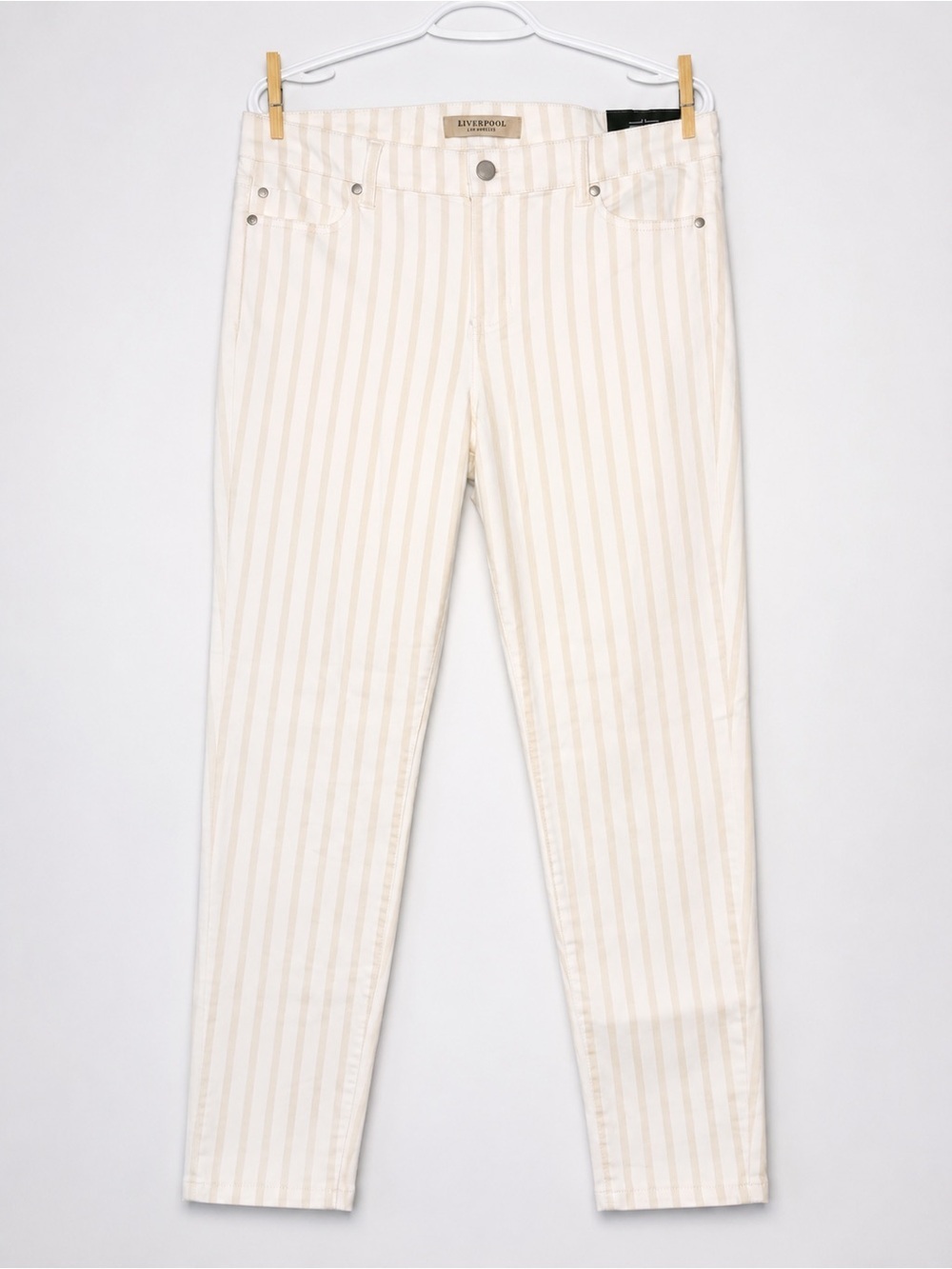 Liverpool Cream and Beige Striped Skinny Jeans